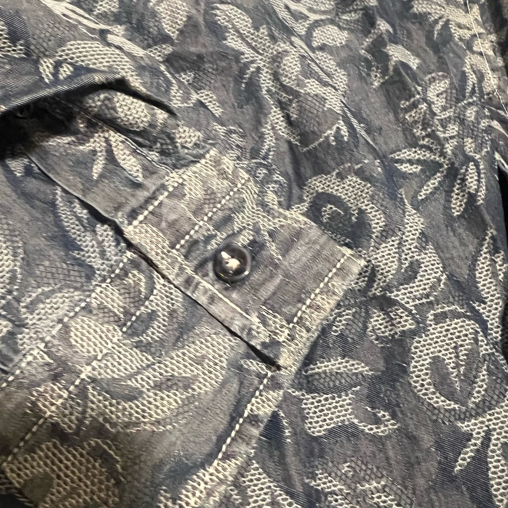 Robert Graham Blue Leaf Pattern Button down shirt… - image 3